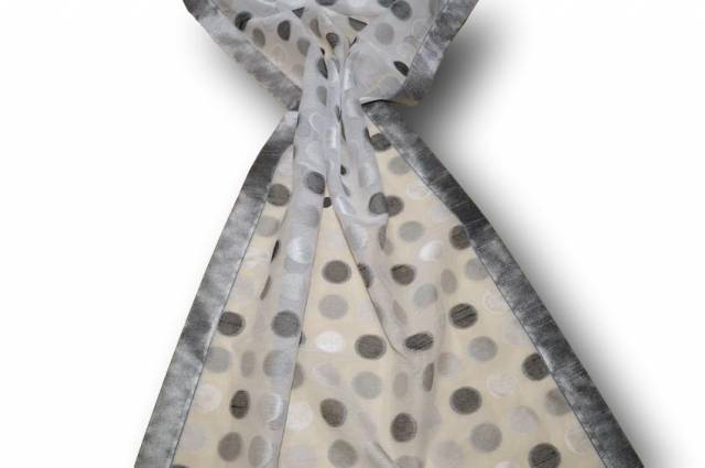 Vendita on line tessuto tendino organza pois grigio - tessuti per