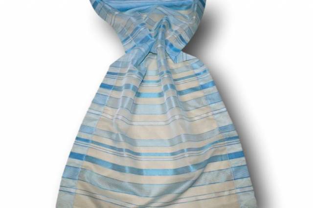 Vendita on line tendino organza rigato azzurro - tessuti per