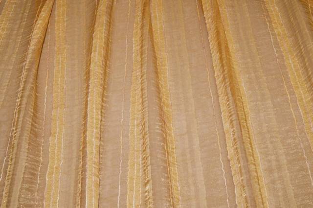 Vendita on line scampolo tenda organza rigata oro - tessuti per