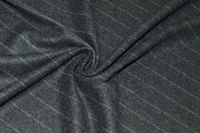 Vendita on line tessuto flanella pura lana gessato grigio riga color bruciato - tessuti abbigliamento lana flanelle