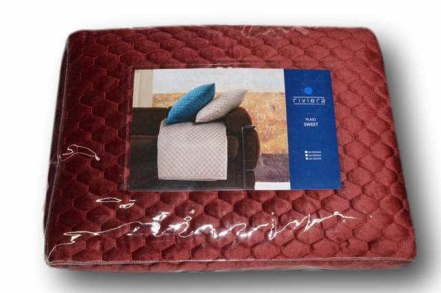 Vendita on line riviera sweet plaid trapuntato velour bordeaux - biancheria per la casa
