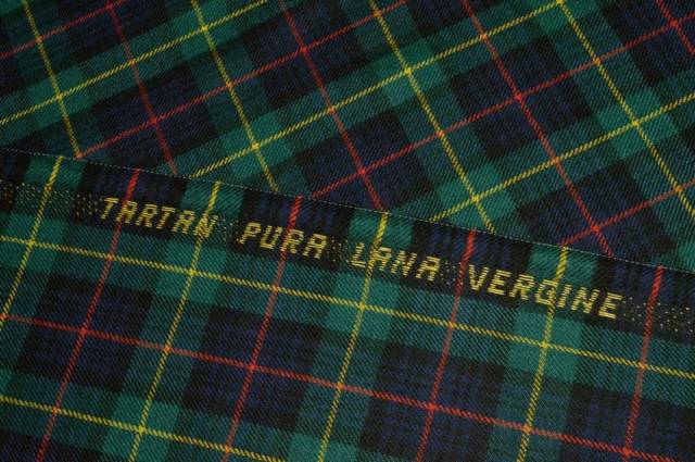 Vendita on line tessuto tartan scozzese lana blu verde 0015 - tessuti abbigliamento lana