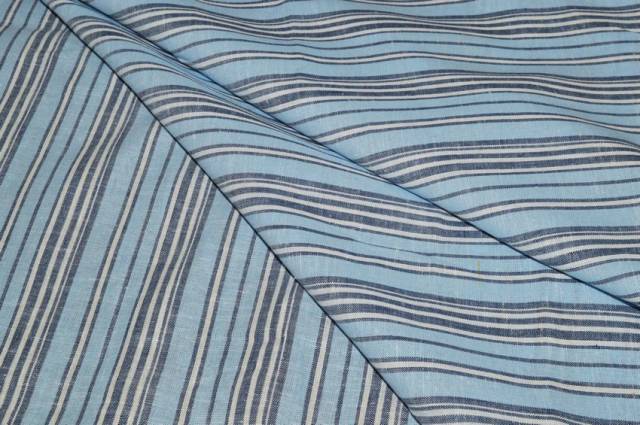 Vendita on line tessuto camiceria puro lino riga celeste blu - tessuti abbigliamento lino