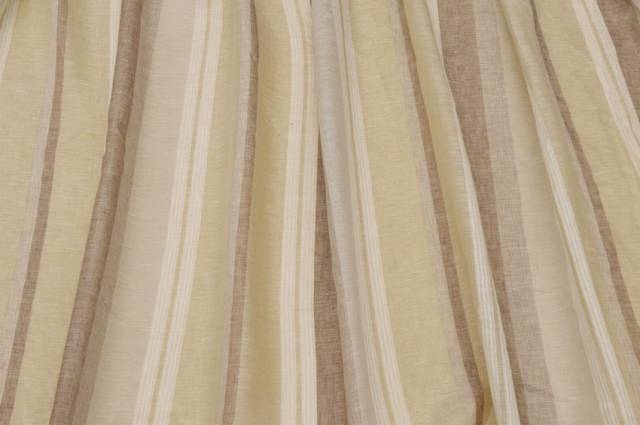 Vendita on line tessuto tenda puro lino rigato beige tortora - tessuti per a metraggio classiche