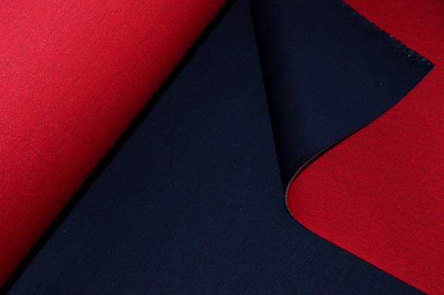 Vendita on line tessuto neoprene doppio rosso/blu - tessuti abbigliamento