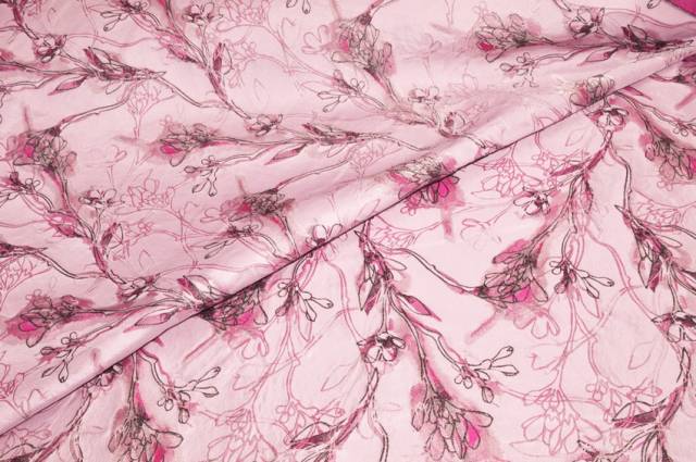 Vendita on line scampolo broccato fiore stilizzato fondo rosa - tessuti abbigliamento