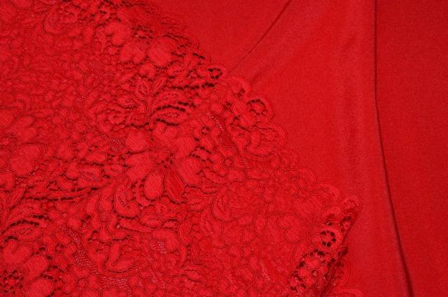 Vendita on line coordinato cady acetato viscosa e pizzo rebrode' rosso - prodotti tessuti abbigliamento crepe cady