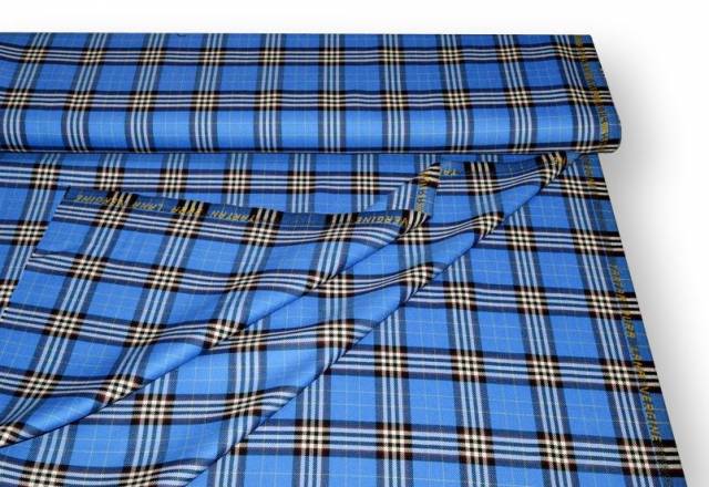 Vendita on line tessuto tartan scozzese lana bluette - tessuti abbigliamento lana