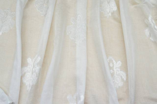 Vendita on line tessuto tenda misto lino medaglione lurex argento - tessuti per a metraggio classiche