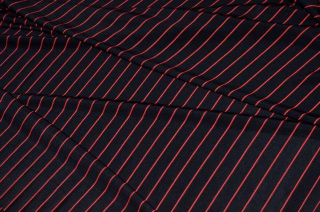 Vendita on line tessuto maglina viscosa bi-elastica fondo nero riga rossa - tessuti abbigliamento