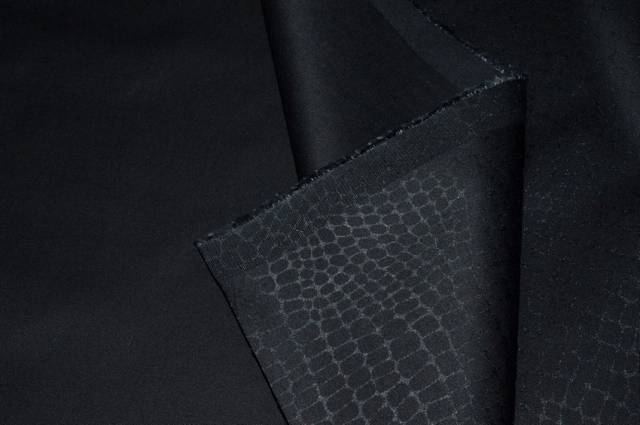 Vendita on line tessuto cotone pitonato nero - tessuti abbigliamento