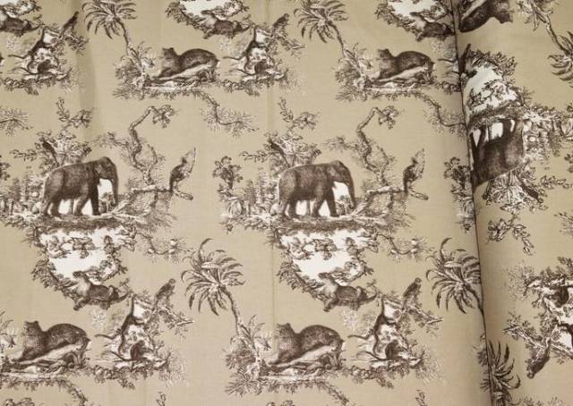 Vendita on line tessuto panama puro cotone toile de jouy beige disegno giungla - tessuti arredo casa