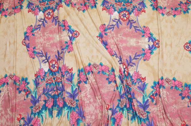 Vendita on line scampolo maglina viscosa streatch fantasia floreale rosa - tessuti abbigliamento