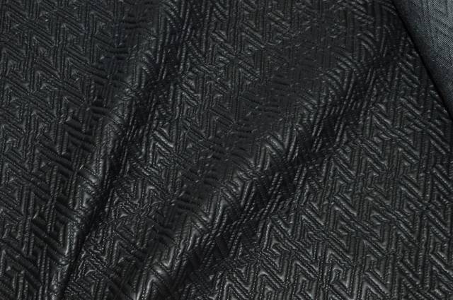 Vendita on line tessuto trapuntino leggero fantasia geometrica nero - tessuti abbigliamento