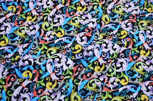 Vendita on line scampolo viscosa fantasia multicolor fondo nero - tessuti abbigliamento