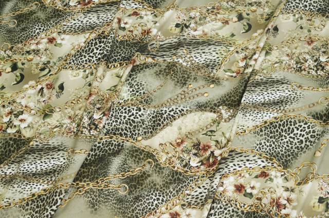 Vendita on line tessuto pura viscosa fantasia animalieur verde - tessuti abbigliamento viscosa fantasia