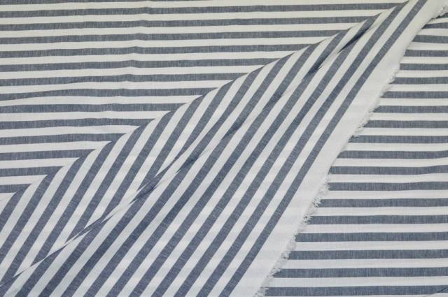 Vendita on line tessuto misto lino riga blu - tessuti abbigliamento