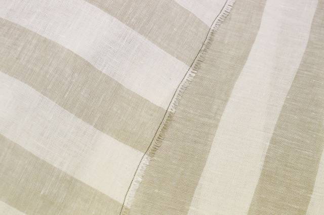 Vendita on line tessuto puro lino rigone bianco beige - tessuti abbigliamento