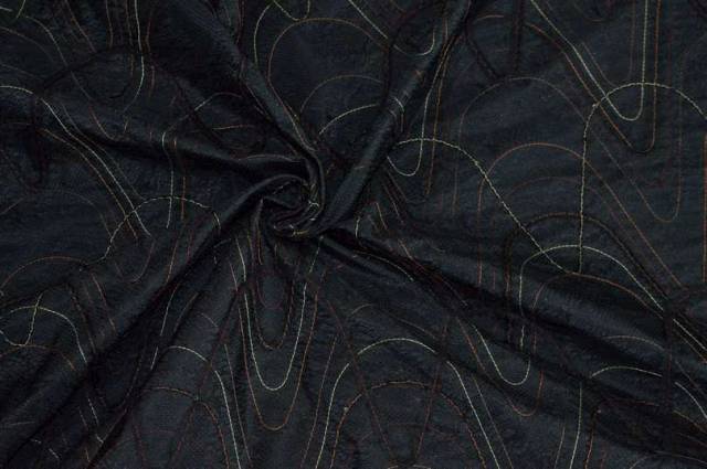 Vendita on line tessuto taffetas nero con rete applicata - tessuti abbigliamento
