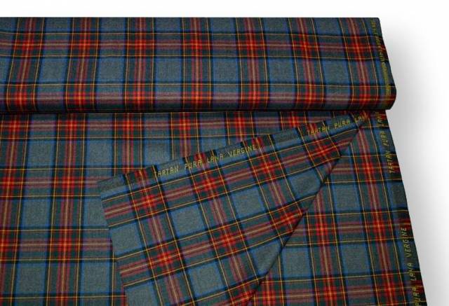 Vendita on line tessuto tartan scozzese lana grigio medio - tessuti abbigliamento