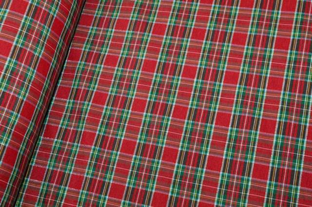 Vendita on line tessuto arredo tartan rosso filo lurex oro - ispirazioni