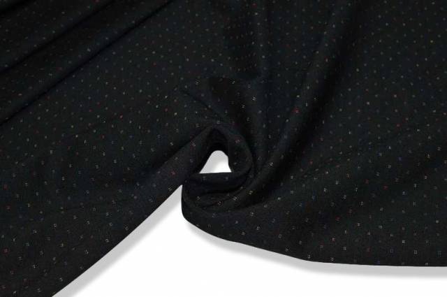 Vendita on line tessuto jesrsey bielastico pois multicolor nero - occasioni e scampoli tessuti fantasie 