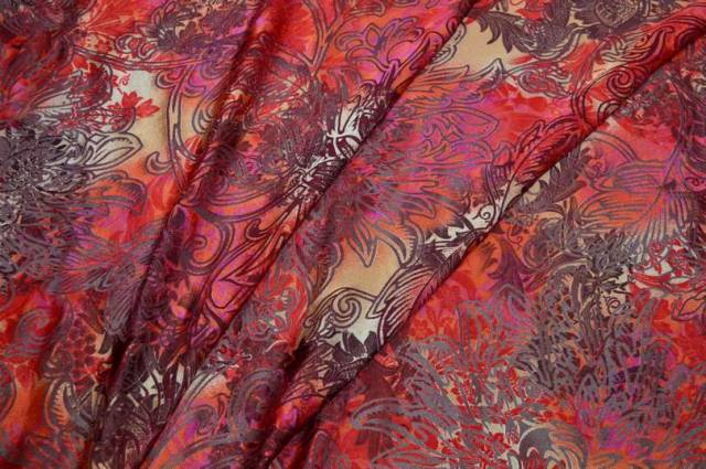 Vendita on line tessuto devoreh colori caldi - tessuti abbigliamento georgette / chiffon / dèvorè
