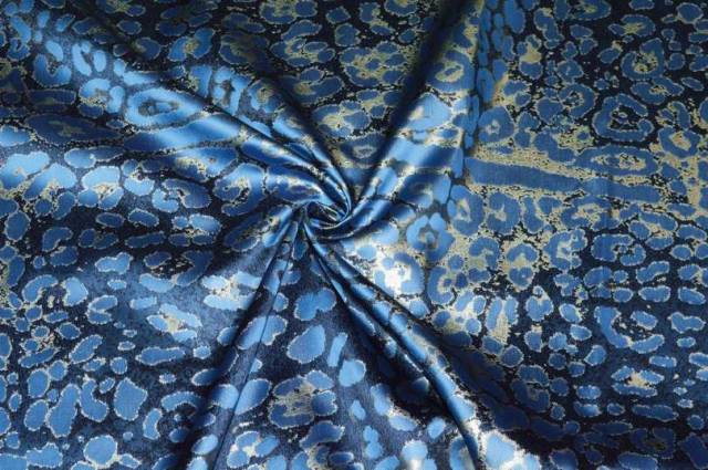 Vendita on line tessuto jacquard maculato blu argento - tessuti abbigliamento chanel e broccati