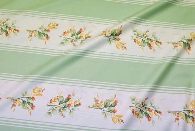 Vendita on line tessuto raso misto cotone fantasia fasce verdi - tessuti arredo casa fantasie altezza