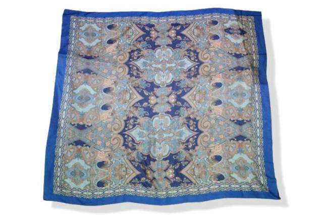 Vendita on line pannello chiffon pura seta foulard fantasia blu - tessuti abbigliamento
