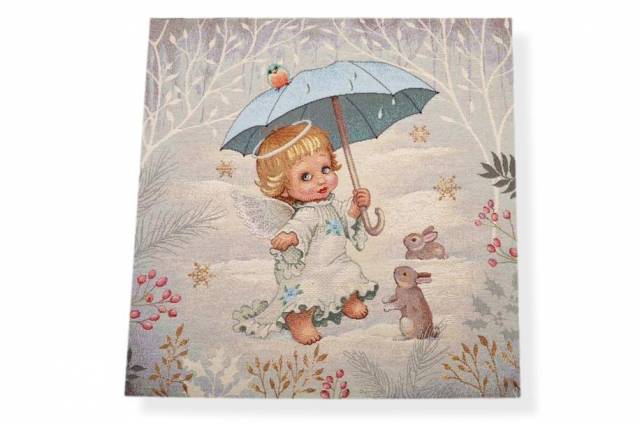 Vendita on line gobelin fantasia angelo azzurro 12924 misura cm 47x47 - ispirazioni tessuti natalizi gobelin