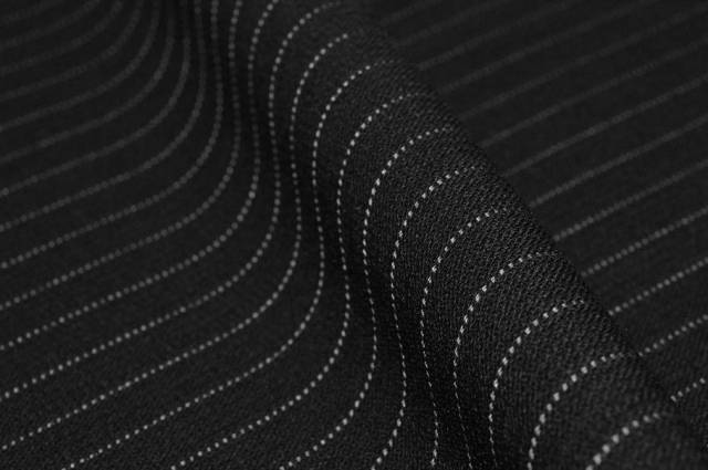 Vendita on line tessuto crepe pura lana gessato nero - tessuti abbigliamento