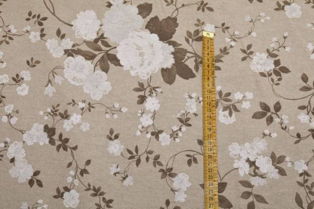 Vendita on line tessuto arredo fantasia floreale tortora - tessuti arredo casa