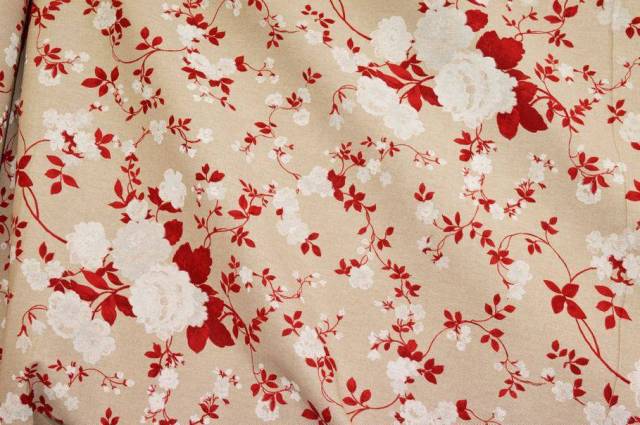 Vendita on line tessuto arredo fantasia floreale rosso - tessuti arredo casa