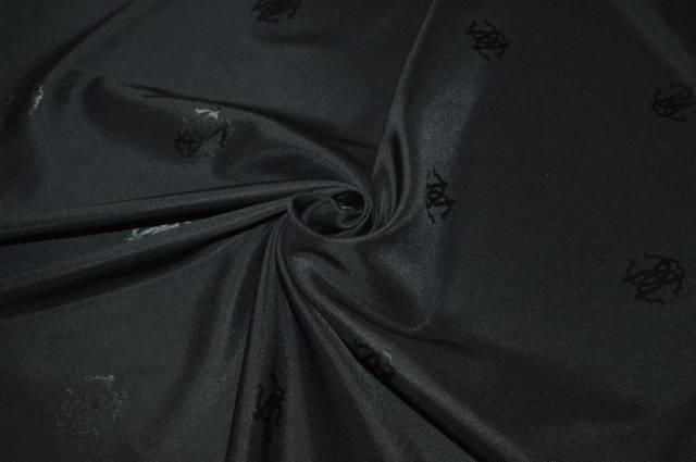 Vendita on line tessuto fodera elasticizzata nera con logo - tessuti abbigliamento