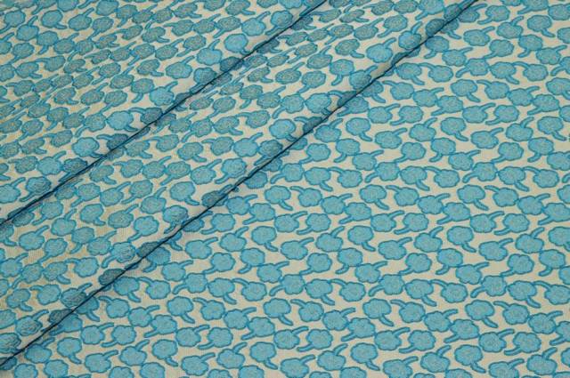 Vendita on line scampolo broccato fiore azzurro - tessuti abbigliamento chanel e broccati