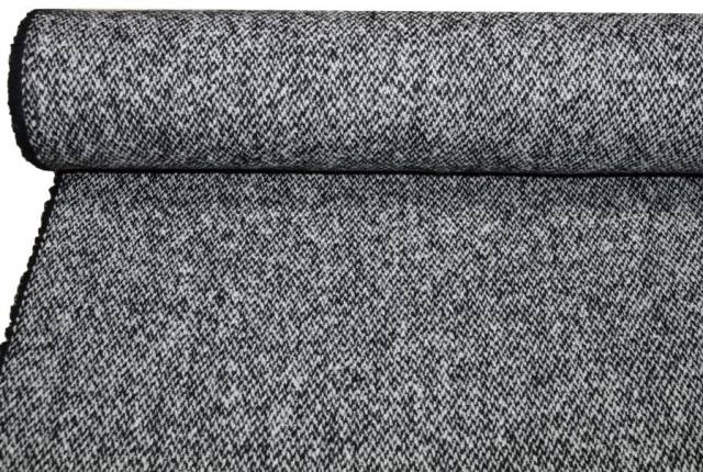 Vendita on line tessuto cappotto pura lana tweed bianco nero - tessuti abbigliamento