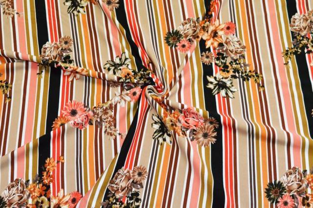 Vendita on line tessuto maglina viscosa rigato colori caldi - tessuti abbigliamento