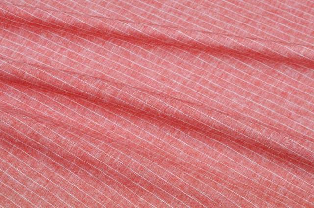 Vendita on line tessuto misto lino gessato rosso - tessuti abbigliamento