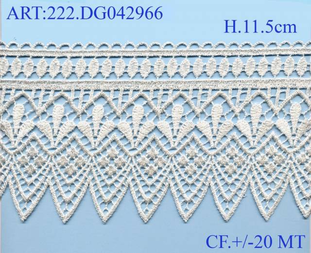 Vendita on line pizzo macrame' bianco altezza cm 11.50 - mercerie e accessori cucito pizzi vari macrame