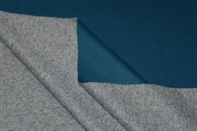 Vendita on line tessuto jersey pura lana double grigio melange e ottanio - occasioni e scampoli tessuti 