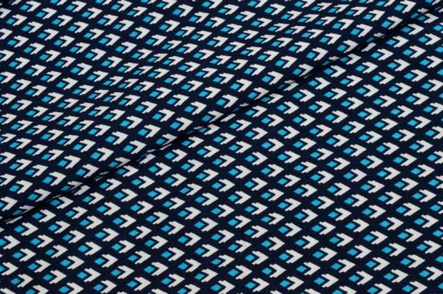 Vendita on line scampolo viscosa fantasia geometrica blu - tessuti abbigliamento