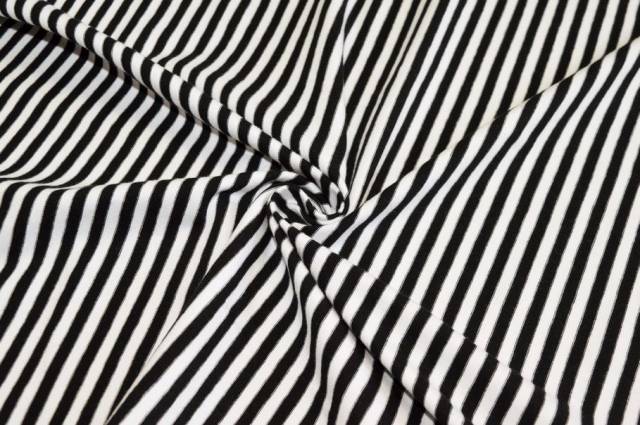 Vendita on line tessuto maglina cotone righino bianco nero - tessuti abbigliamento