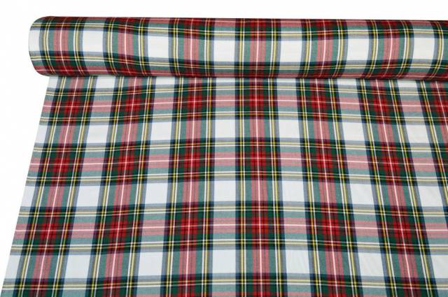 Vendita on line tessuto tartan streatch bianco - tessuti abbigliamento scacchi e scozzesi streatch