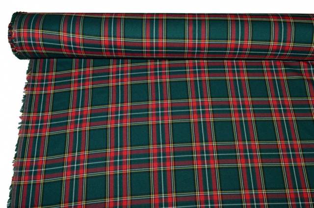 Vendita on line tessuto tartan streatch verdone rosso - tessuti abbigliamento