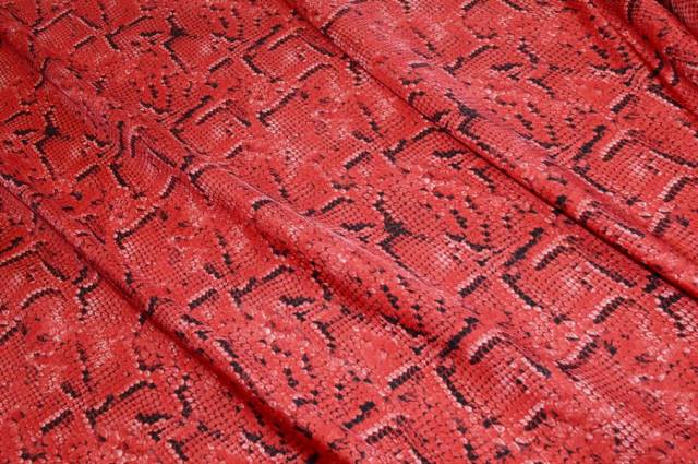 Vendita on line tessuto saglia pura seta pitonato rosso - tessuti abbigliamento sete