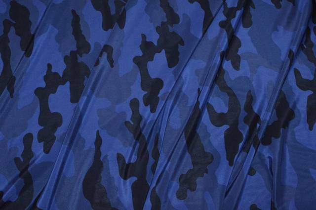 Vendita on line tessuto crepe de chine pura seta mimetico blu - tessuti abbigliamento sete