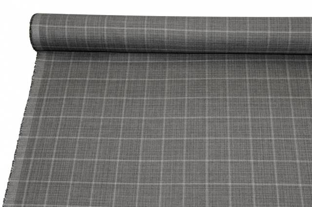 Vendita on line tessuto misto lana seta finestrato grigio - tessuti abbigliamento lana uomo/tailleur
