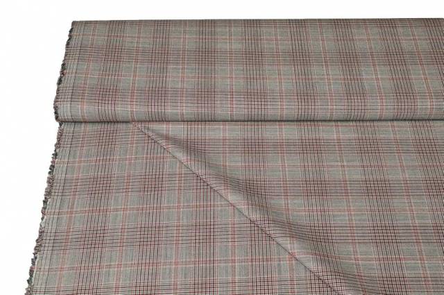 Vendita on line tessuto pura lana principe di galles riga rossa - tessuti abbigliamento lana uomo/tailleur