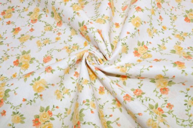 Vendita on line scampolo misto cotone fantasia floreale giallo arancio - occasioni e scampoli tessuti